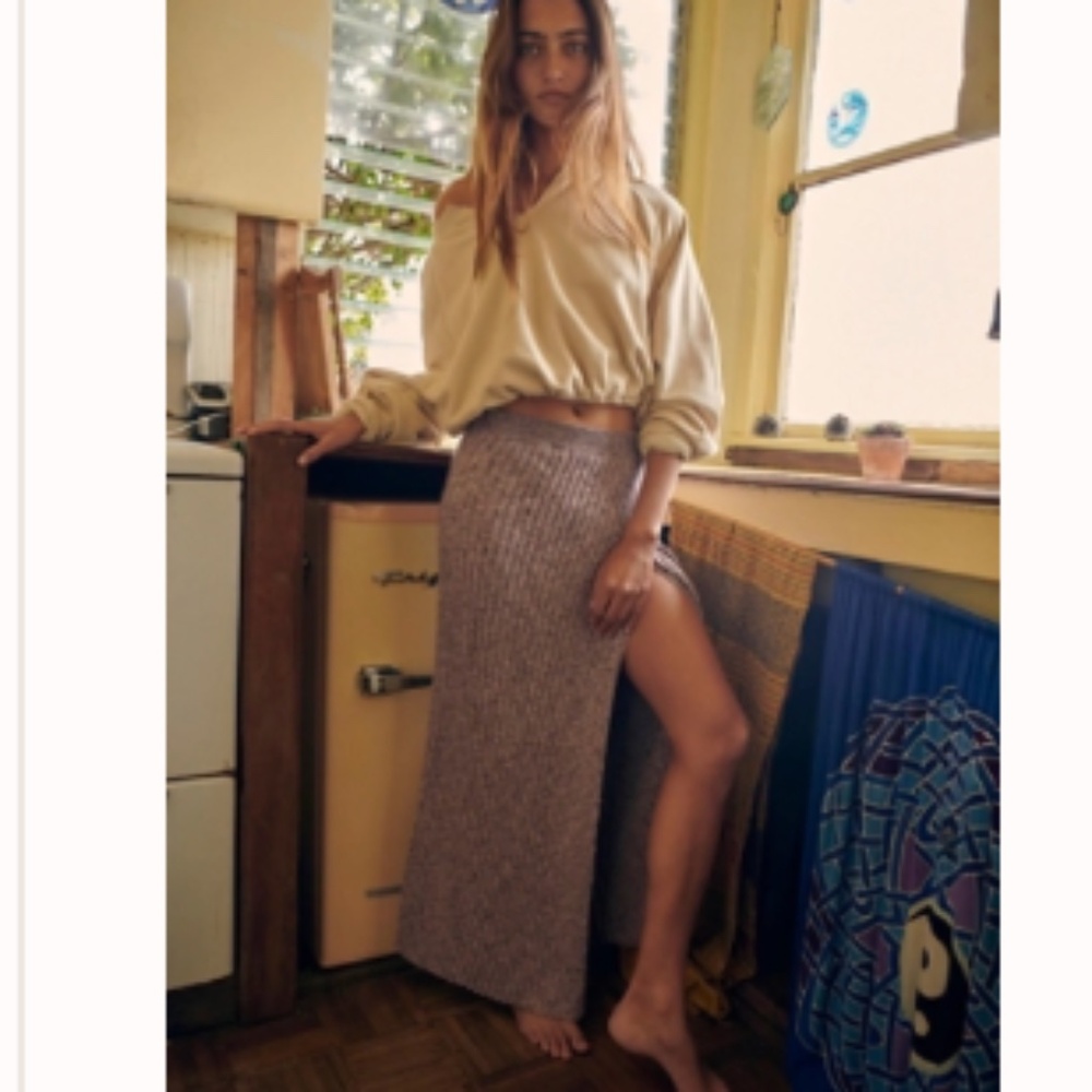 Free People Better Days Midi Skirt Plum Jam